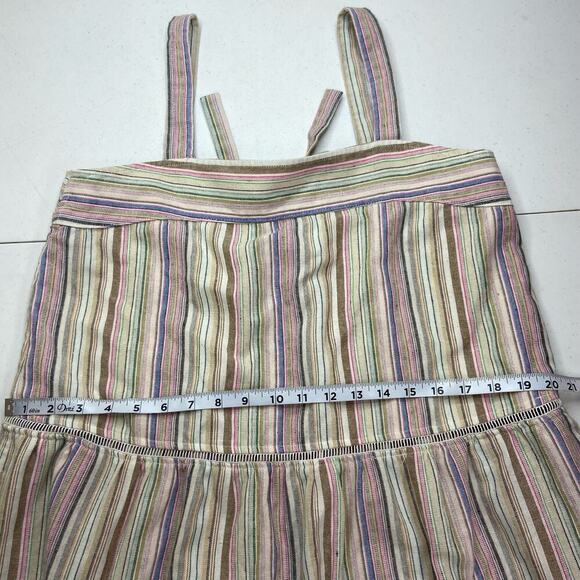Tart Tiered Midi Dress Women's Large Multicolor Striped Linen Blend Tank Strap - Picture 11 of 14
